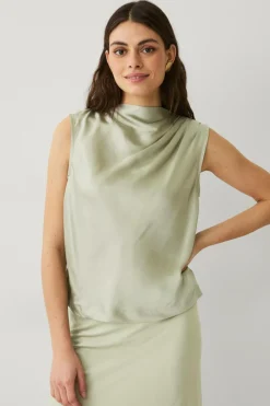 Best Collection Ærmeløs satinbluse med drapering Dame Toppe & Tank-Toppe