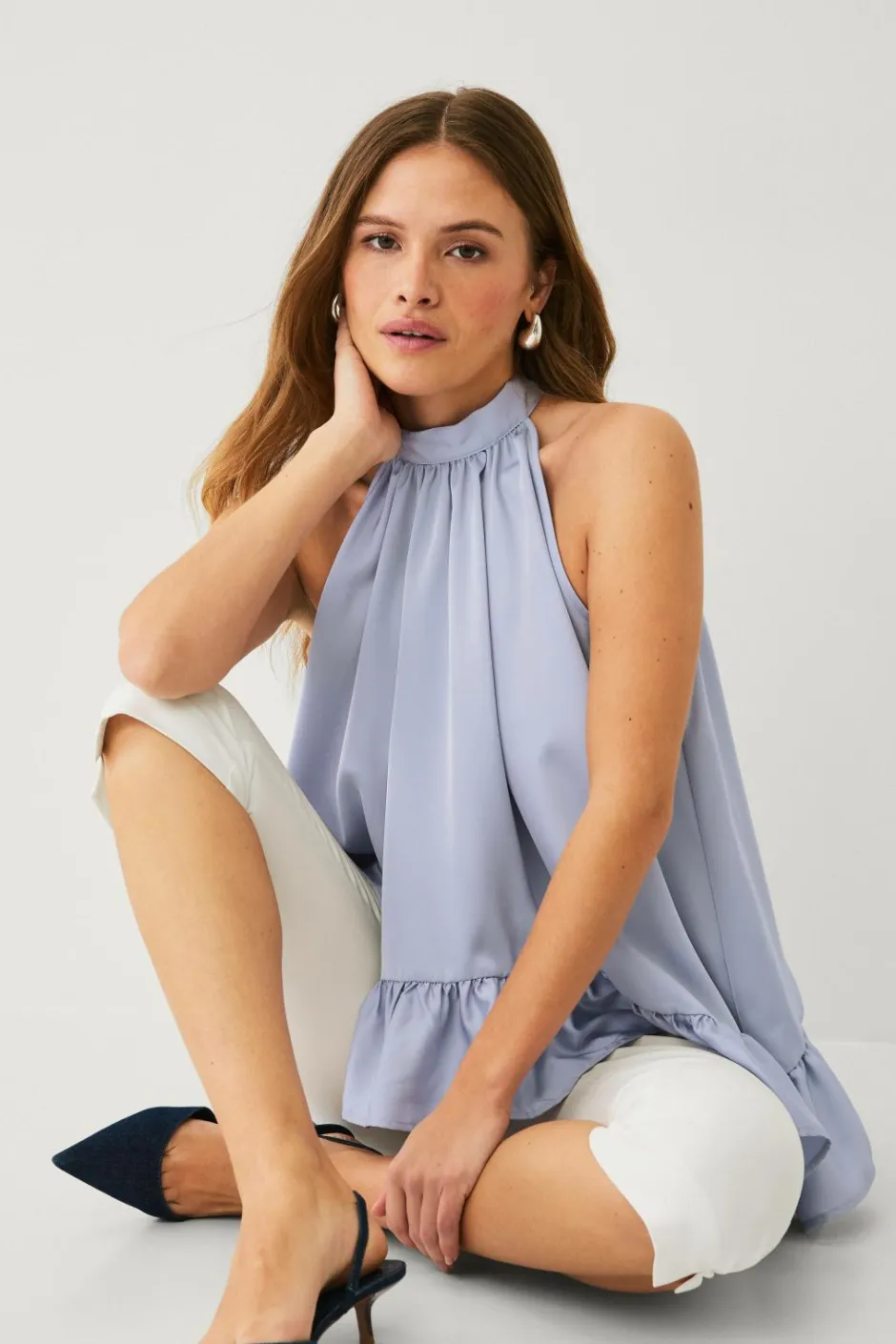 New Collection Ærmeløs bluse med dikkedarer Dame Skjorter & Bluser
