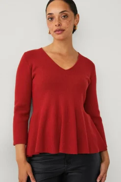 Ellos Collection Strikket Top med v-hals^Dame Toppe & Tank-Toppe