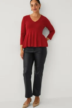 Ellos Collection Strikket Top med v-hals^Dame Toppe & Tank-Toppe