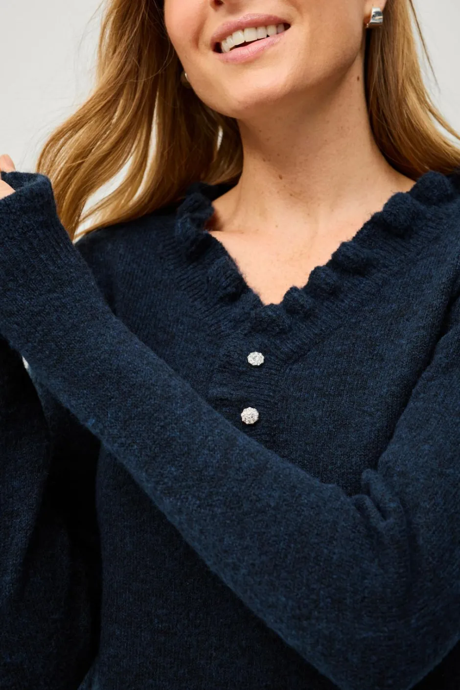 Ellos Collection Strikket trøje med flæsedetaljer^Dame Trøjer & Cardigans