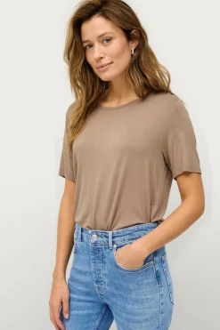 Ellos Collection T-shirt i viskosestrik^Dame Basistøj|Toppe & Tank-Toppe