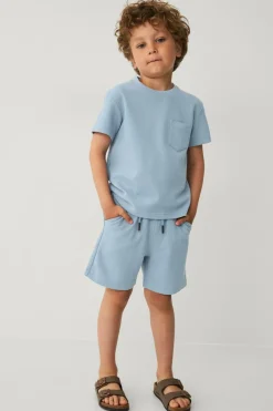 New Collection T-shirt + shorts i pique-materiale Børn Sæt Til Børn