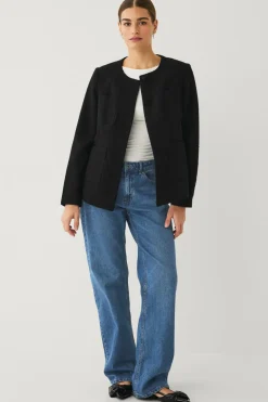 Clearance Collection Tæt på figuren blazer i struktur med påklædte knapper Dame Blazere & Veste