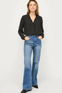 Ellos Collection Viskosebluse med flæsedetalje bluse^Dame Skjorter & Bluser