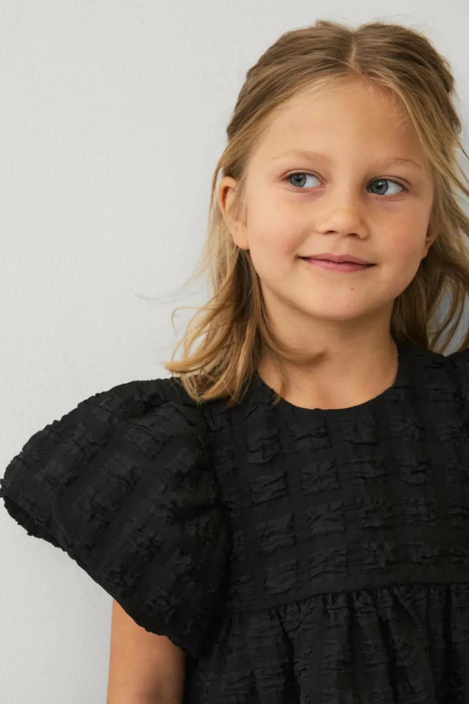 Online Collection Vævet kjole med puf Børn Kjoler