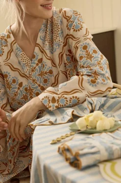 Sale Home Kimono Elly Tile Kimono i genanvendt halvlinned Homewear