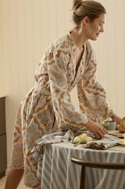 Sale Home Kimono Elly Tile Kimono i genanvendt halvlinned Homewear
