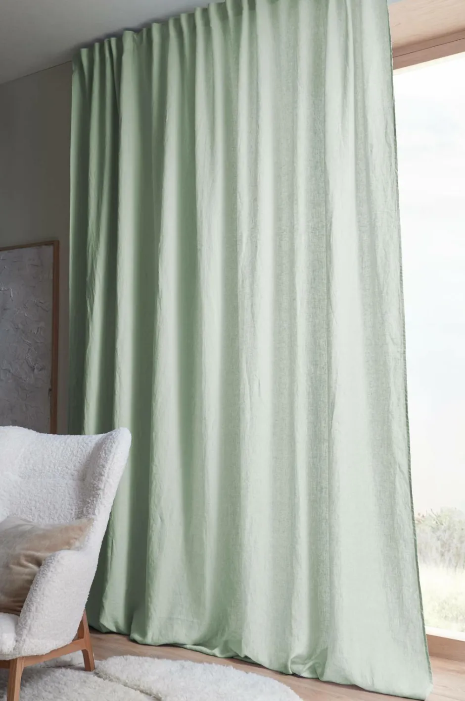 Outlet Home Multibåndslængde Malva Wide ekstra bred, 1 stk. i 100% hør Hørgardiner|Gardinlængder Med Rynkebånd