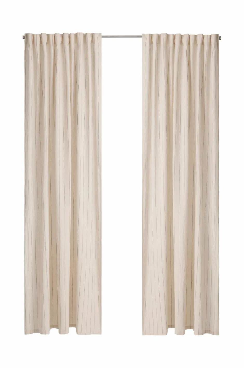 Clearance Home Multibåndsgardin Elly Thin Stripe i genanvendt halvlinned 2-pak Gardinlængder Med Rynkebånd