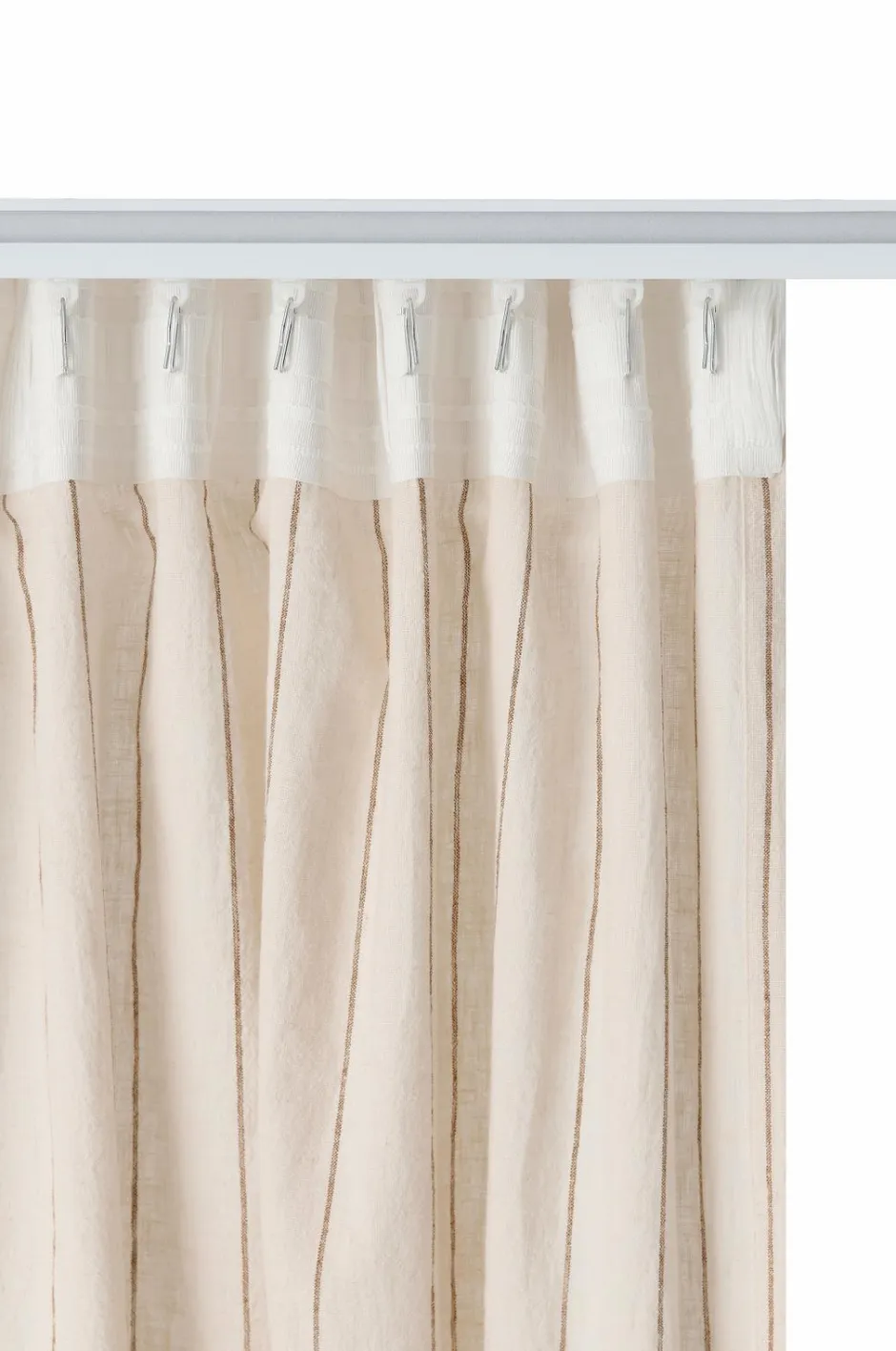 Clearance Home Multibåndsgardin Elly Thin Stripe i genanvendt halvlinned 2-pak Gardinlængder Med Rynkebånd