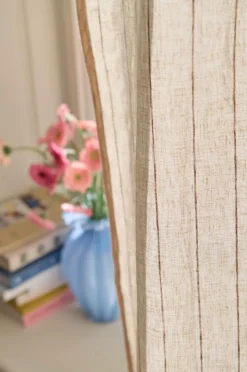 Clearance Home Multibåndsgardin Elly Thin Stripe i genanvendt halvlinned 2-pak Gardinlængder Med Rynkebånd