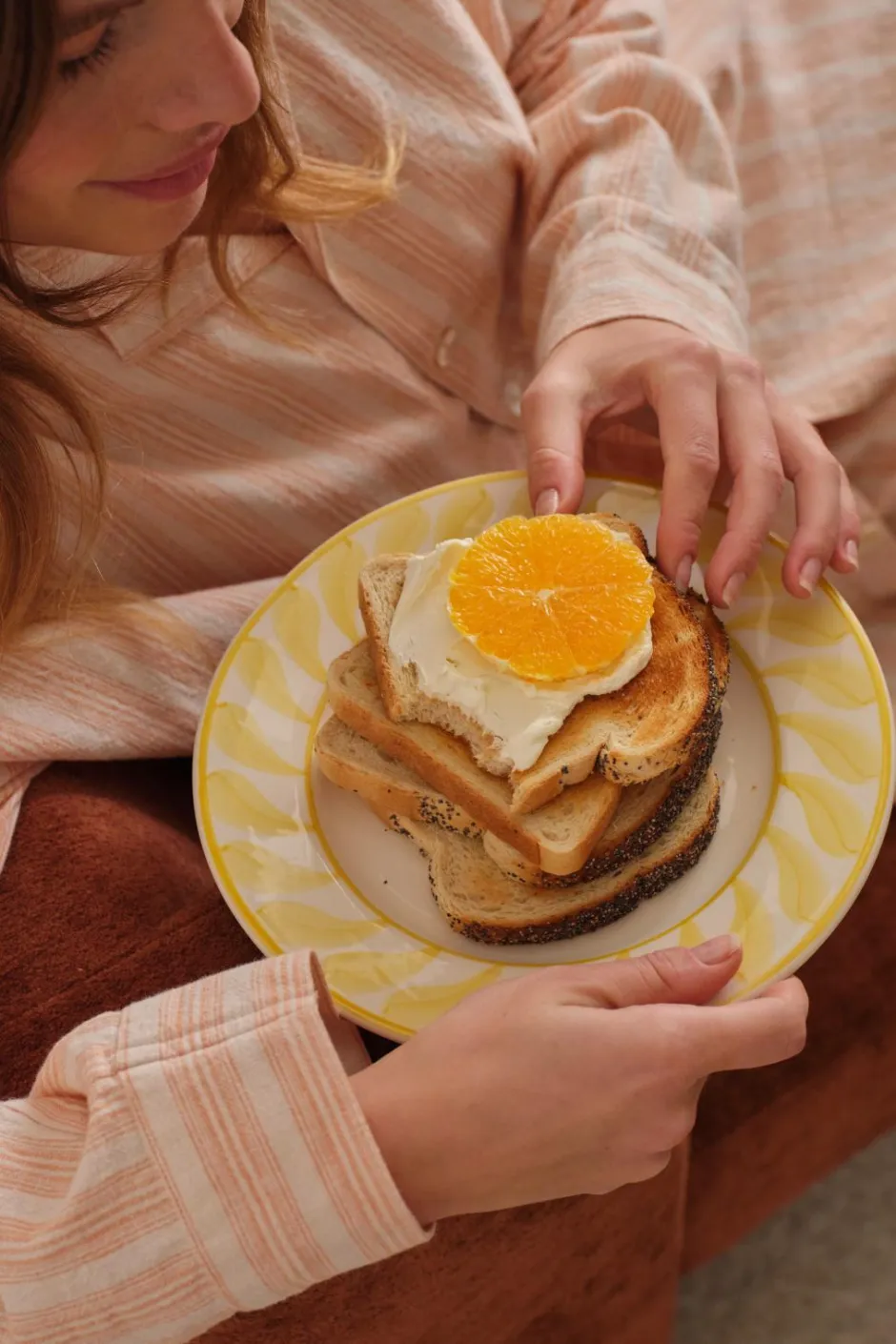 Ellos Home Natbukser Elly Stripe i genanvendt halvlinned^ Homewear