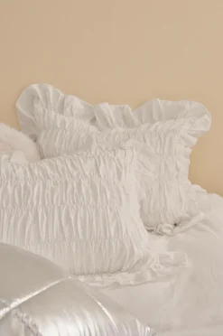 Sale Home Pudebetræk Juliette Elastic Frill i vasket bomuld Pudebetræk