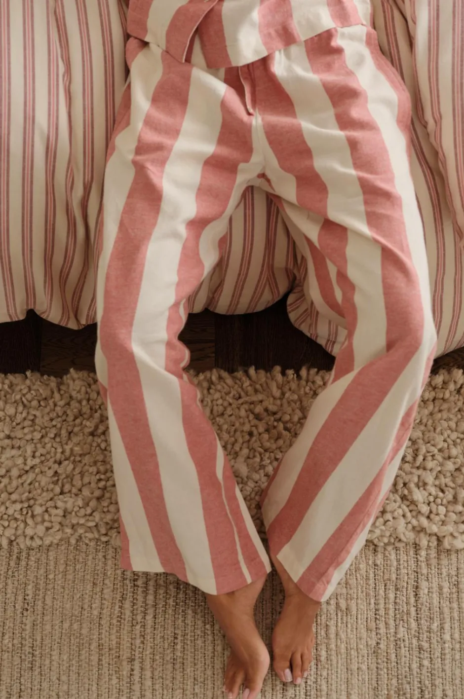 Ellos Home Pyjamasbukser Valerie Block Stripe i bomuldsflonel^ Homewear