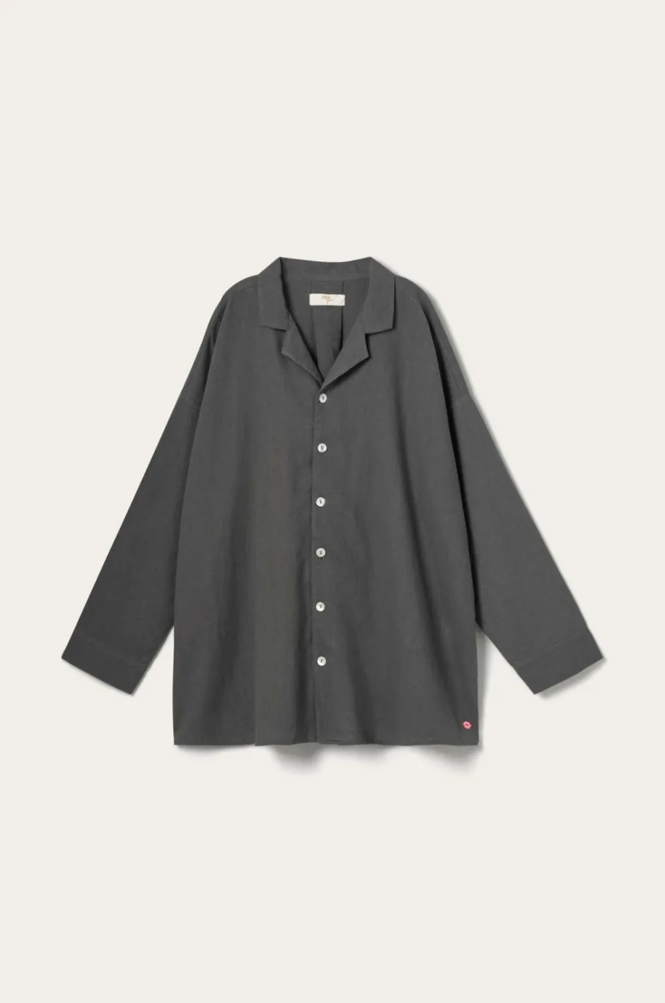 Ellos Home Pyjamasskjorte Long Sleeve Shirt Elly i genanvendt halvlinned^ Homewear