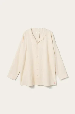 Ellos Home Pyjamasskjorte Long Sleeve Shirt Elly i genanvendt halvlinned^ Homewear