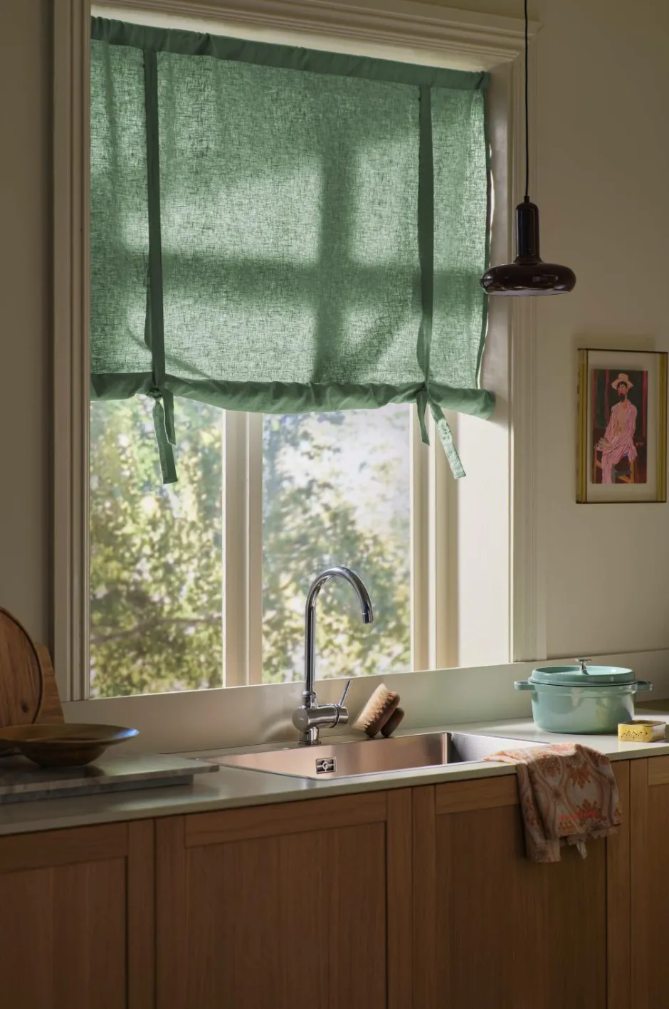 Ellos Home Roll up-gardin Elly i genanvendt halvlinned^ Gardinkapper