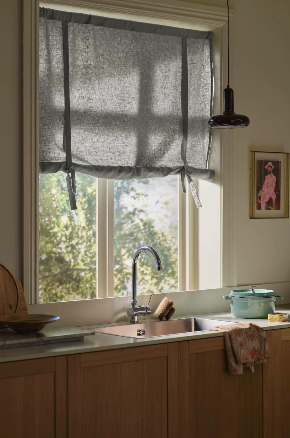Clearance Home Roll up-gardin Elly i genanvendt halvlinned Gardinkapper