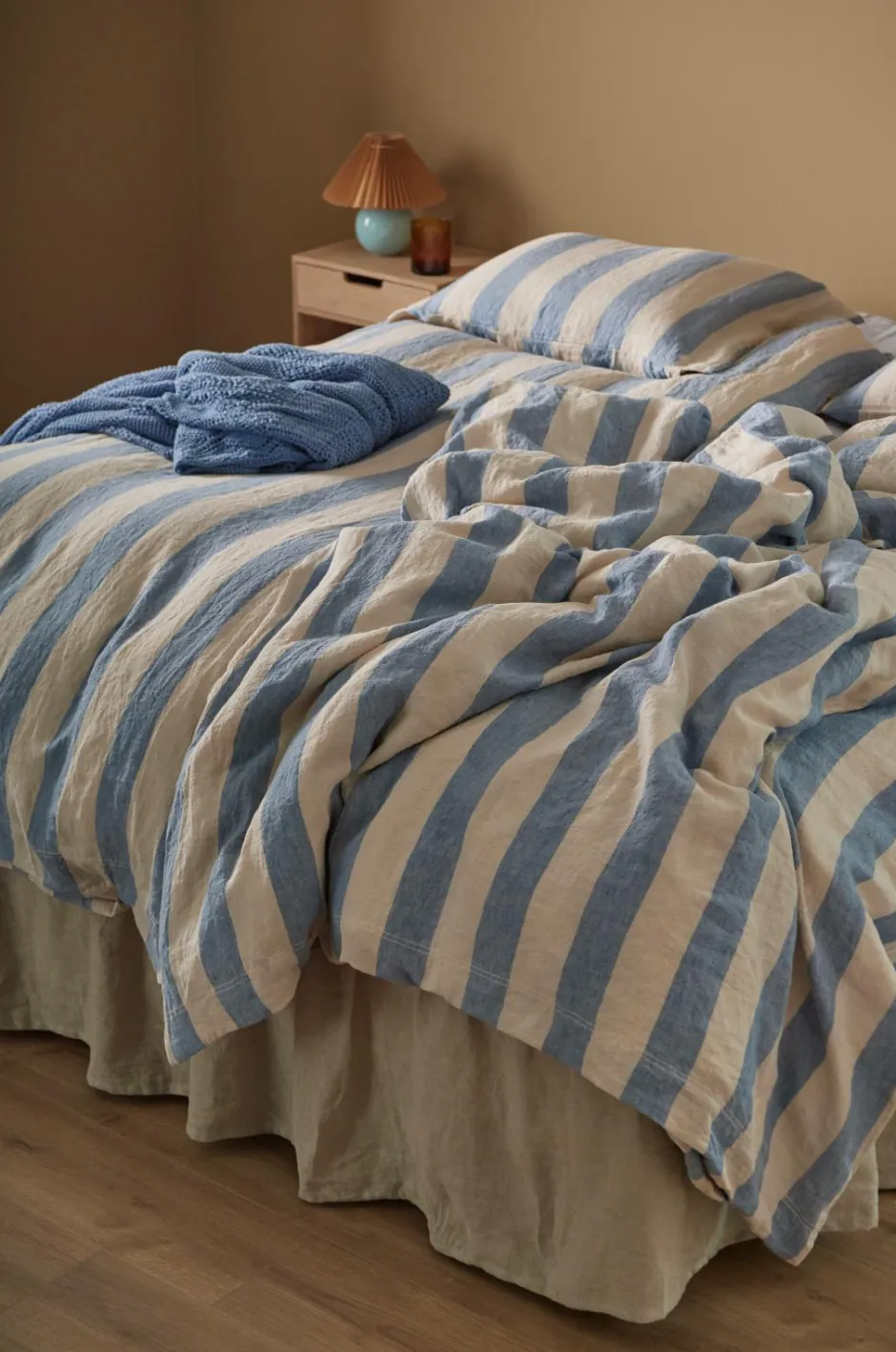 Ellos Home Sengesæt Candice Block Stripe i vasket hør, 2 dele^ Dynebetræk|Sengesæt