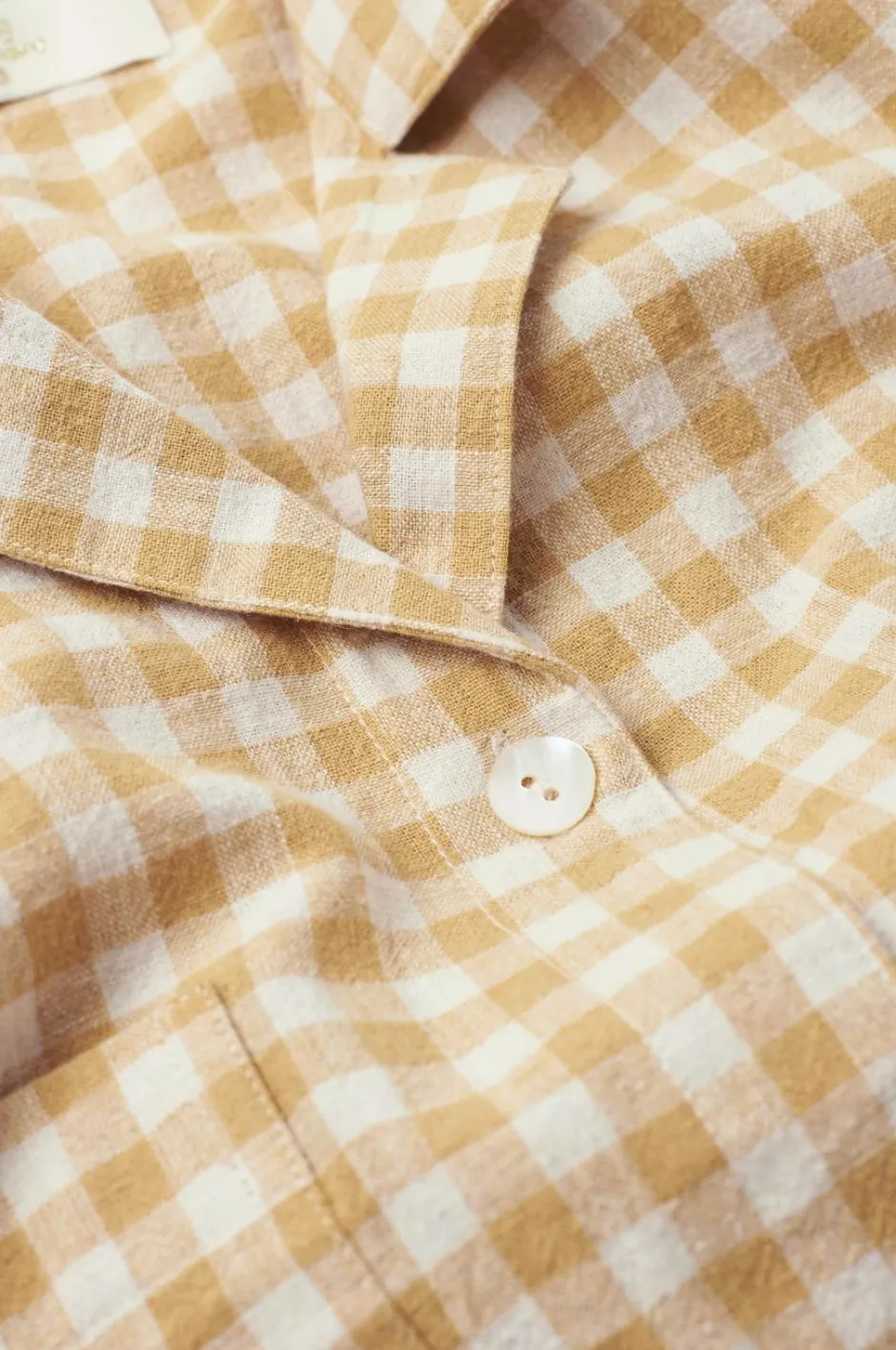 Best Home Skjorte Elly Check Camp Collar i genanvendt halvlinned Homewear