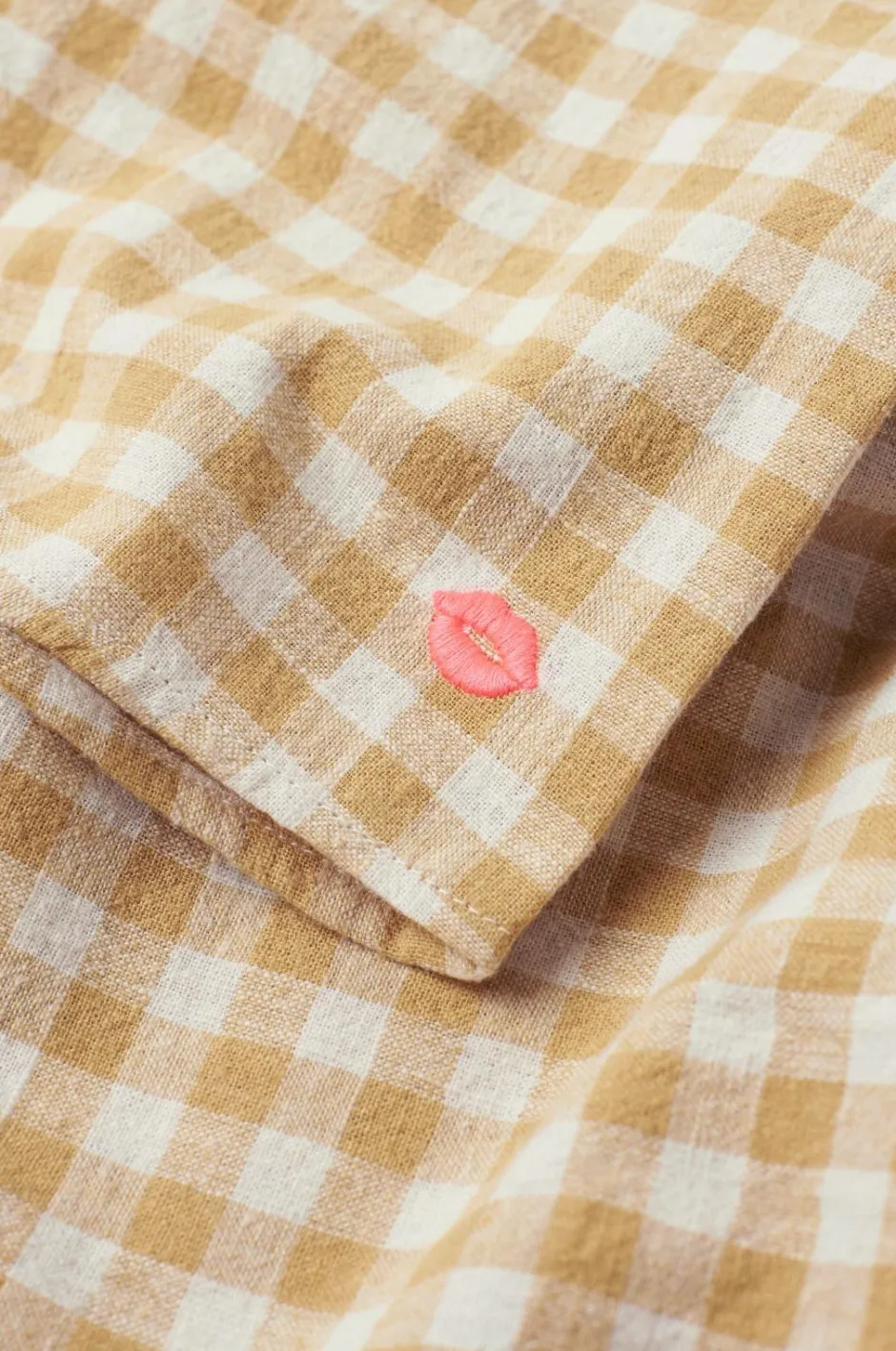 Best Home Skjorte Elly Check Camp Collar i genanvendt halvlinned Homewear
