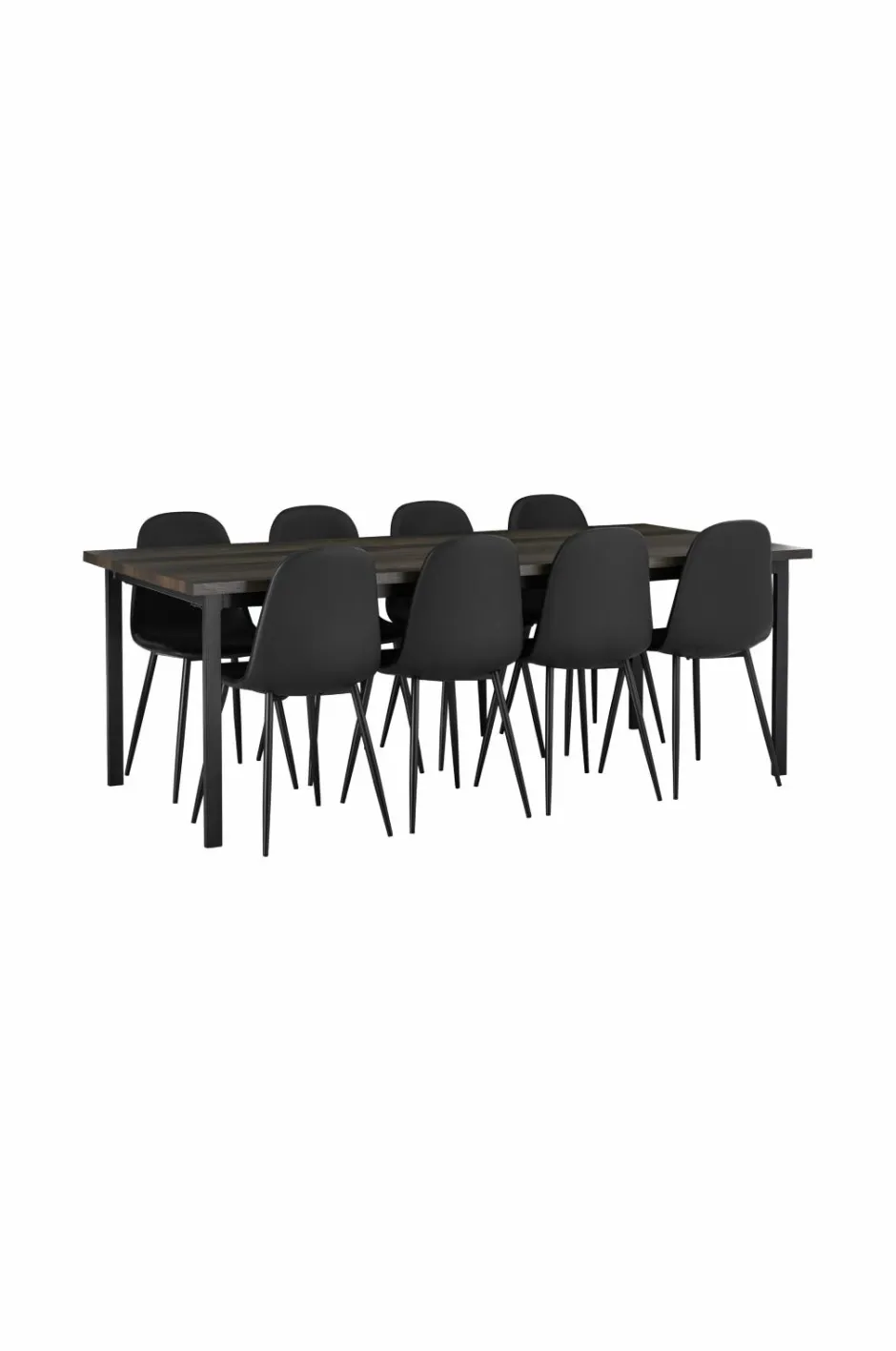 Ellos Home Spisegruppe Ritha med bord 220x100 cm + 8 stole Imiteret læder^ Spisegrupper