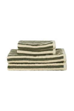 Discount Home Sæt med frottéhåndklæder Stripe 4 dele Badeværelsestekstiler