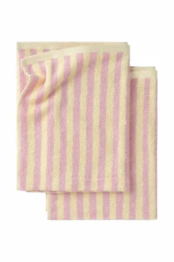 Clearance Home Sæt med frottéhåndklæder Stripe 2 dele Badeværelsestekstiler