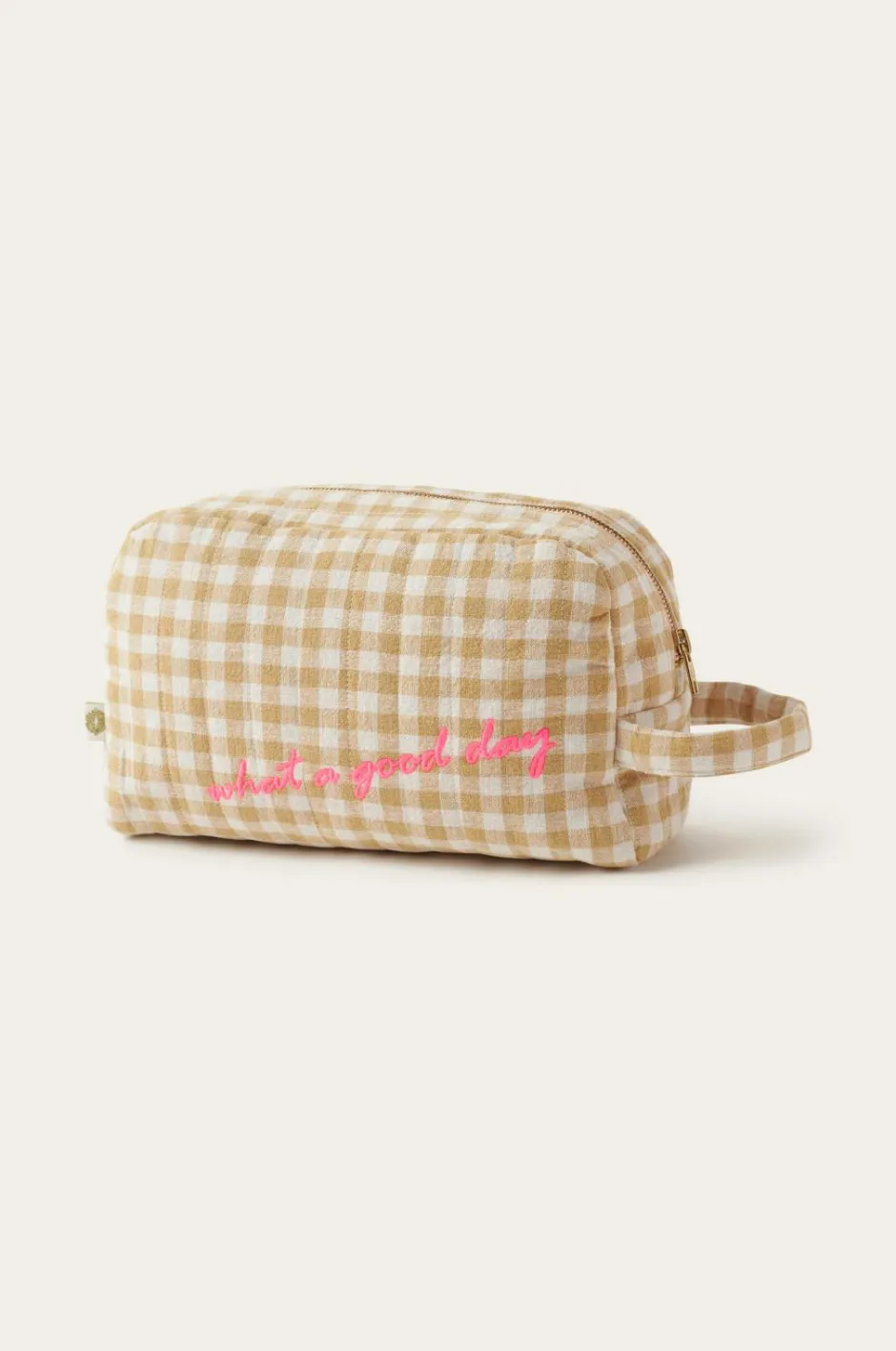 Outlet Home Toilettaske Elly Check i genanvendt halvlinned Makeup-Tasker|Homewear
