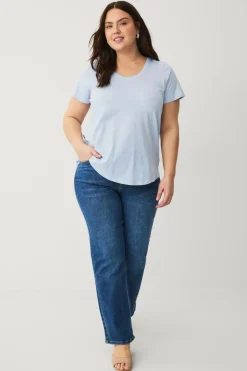 New Plus collection Top med rund hals Dame Basistøj