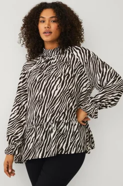Ellos Plus collection Chiffonbluse med flæser^Dame Skjorter & Bluser