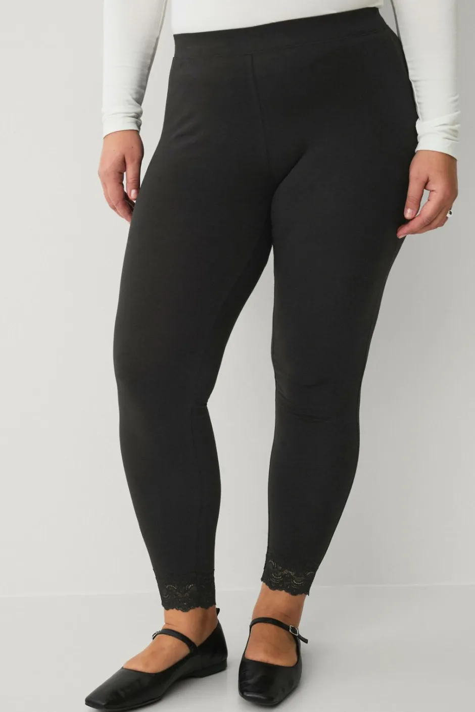Sale Plus collection Leggings med blondekant Dame Tights & Leggings