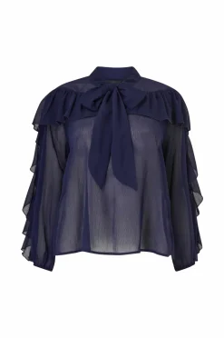 Hot Plus collection Bluse med flæser Dame Skjorter & Bluser