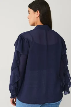 Hot Plus collection Bluse med flæser Dame Skjorter & Bluser