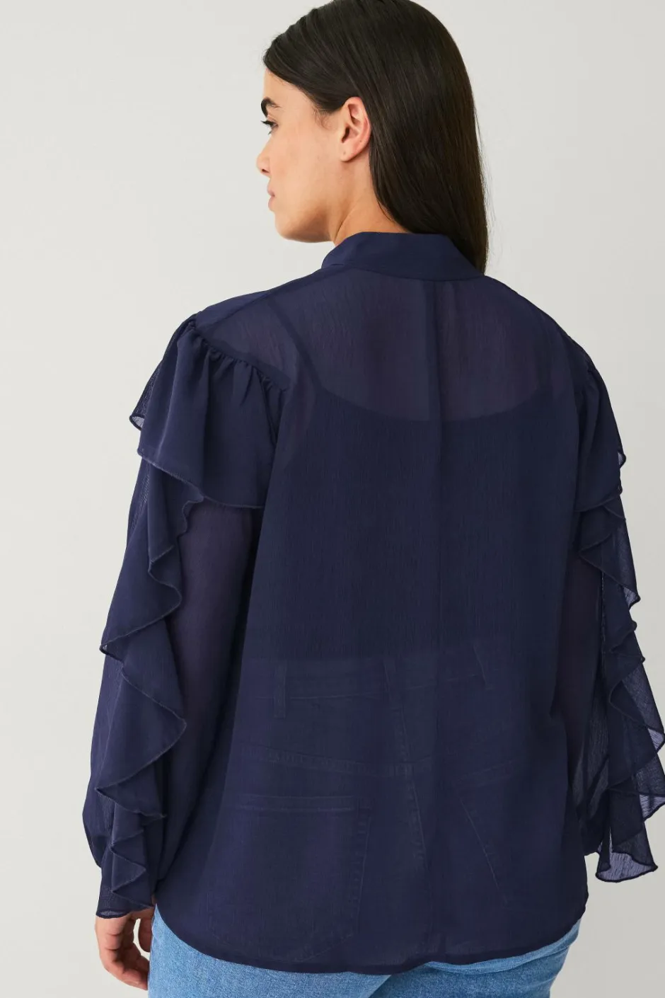 Hot Plus collection Bluse med flæser Dame Skjorter & Bluser