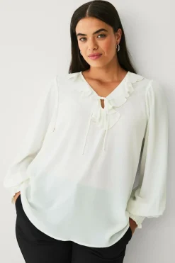 Hot Plus collection Bluse med flæse Dame Skjorter & Bluser