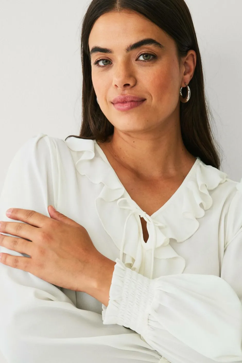Hot Plus collection Bluse med flæse Dame Skjorter & Bluser