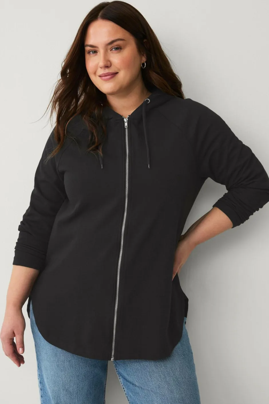 Online Plus collection Sweatshirt med hætte og lynlås Dame Sweatshirts & Hoodies