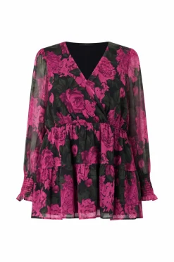 New Plus collection Tunika i chiffon med ballonærme Dame Tunikaer|Skjorter & Bluser