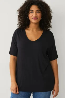 Hot Plus collection Blød top med V-hals Dame Basistøj