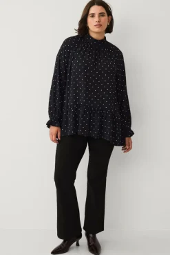 Plus collection Chiffonbluse med flæser Dame Skjorter & Bluser