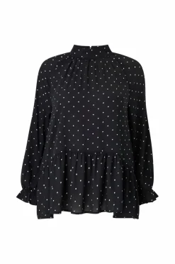 Plus collection Chiffonbluse med flæser Dame Skjorter & Bluser