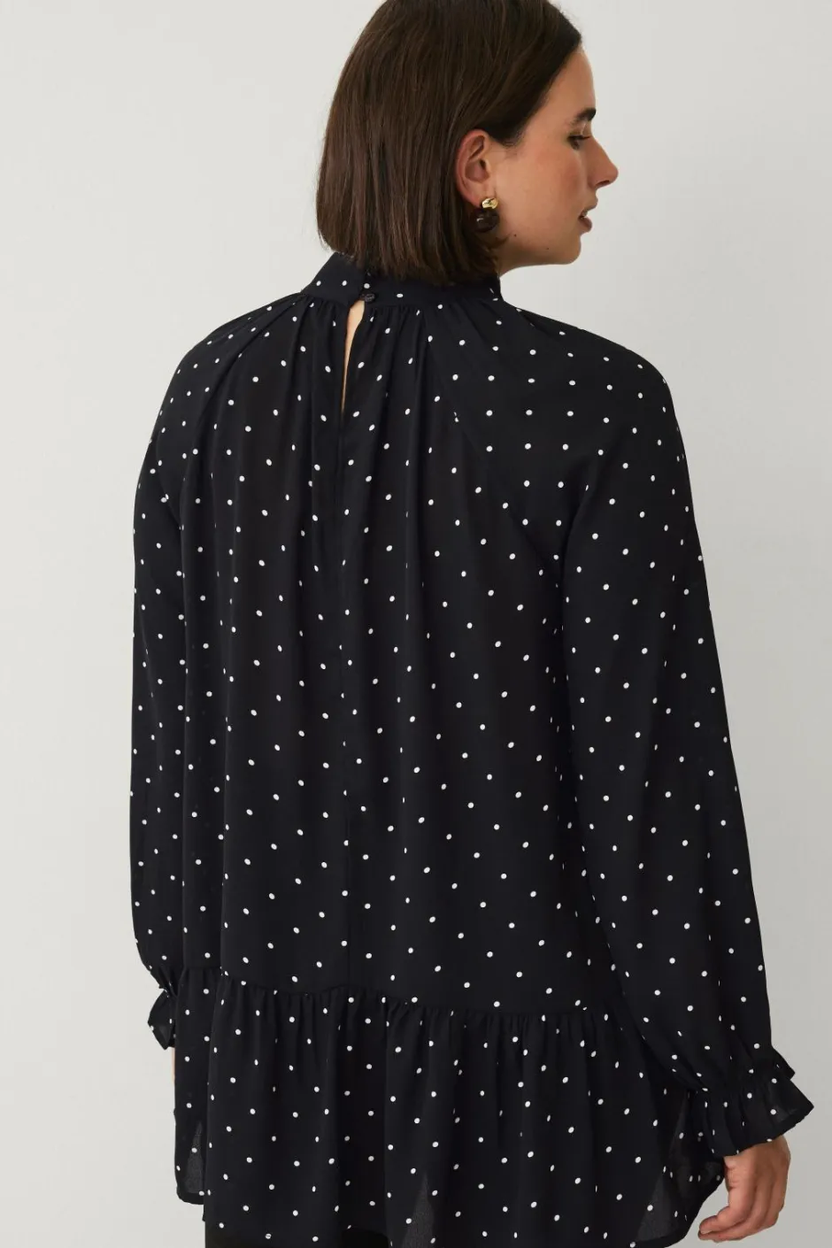 Plus collection Chiffonbluse med flæser Dame Skjorter & Bluser