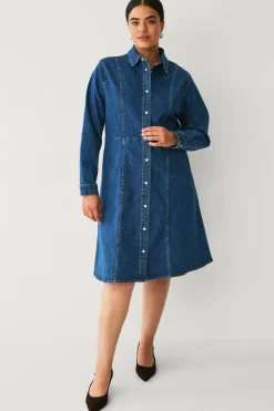 Outlet Plus collection Skjortekjole i denim Dame Kjoler