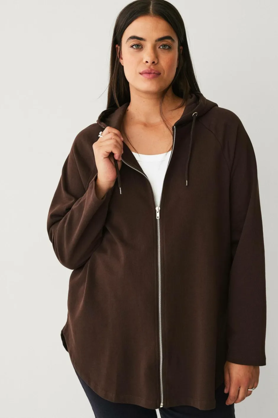 Ellos Plus collection Sweatshirt med hætte og lynlås^Dame Sweatshirts & Hoodies