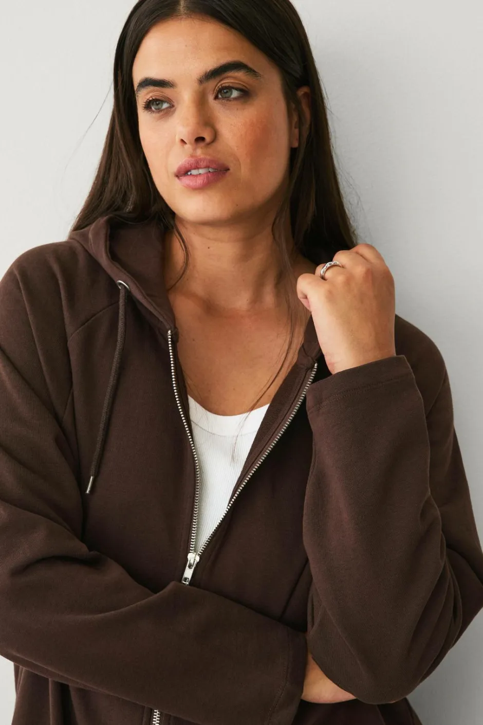 Ellos Plus collection Sweatshirt med hætte og lynlås^Dame Sweatshirts & Hoodies
