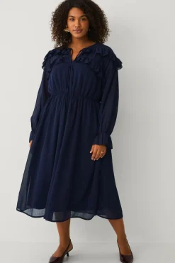 Plus collection Maxikjole med flæser Dame Kjoler