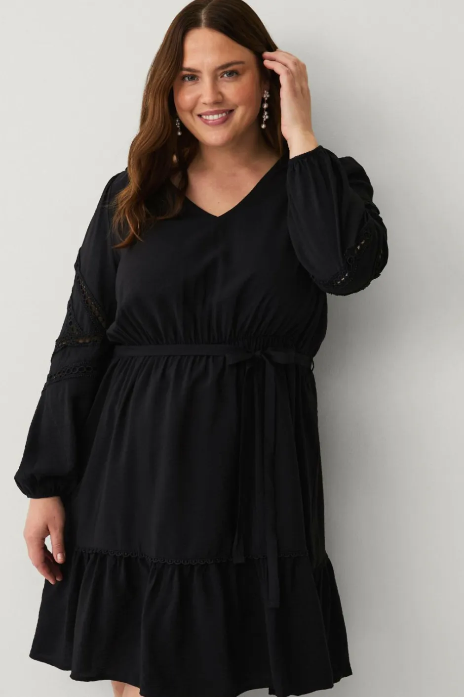New Plus collection Kjole med blondedetaljer Dame Kjoler