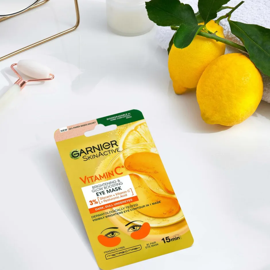 Garnier Skinactive Vitamin C* Brightening & Glow Boosting Eye Sheet Mask For Dark , Dull Undereyes^ Ansigtspleje|Ansigtspleje